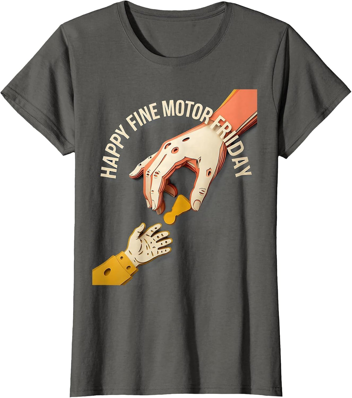 Women's Happy Fine Motor Friday Occupational Therapy OT Assistant T-Shirt - Asphalt Grey