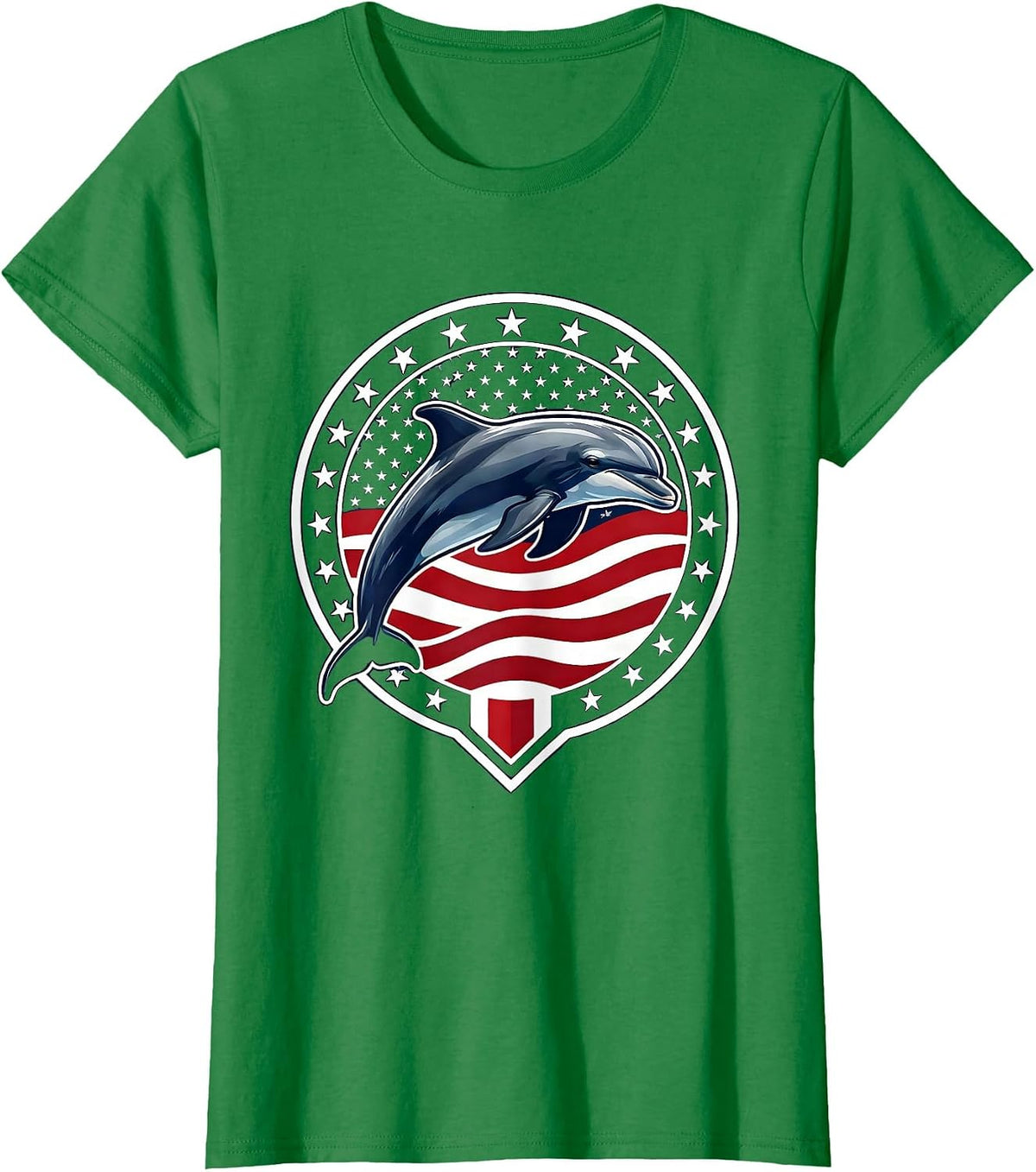 Bottlenose Dolphin Leaping Gulf of America T-Shirt - Kelly Green