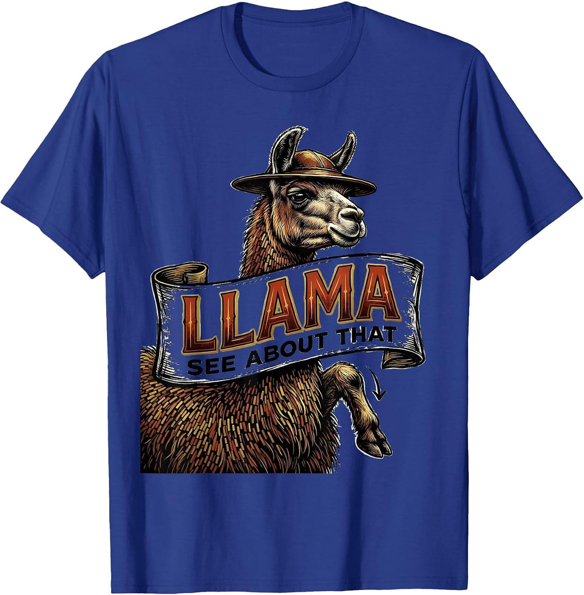 Men's Llama See About That Funny Alpaca Lover Animal Humor T-Shirt - Royal Blue