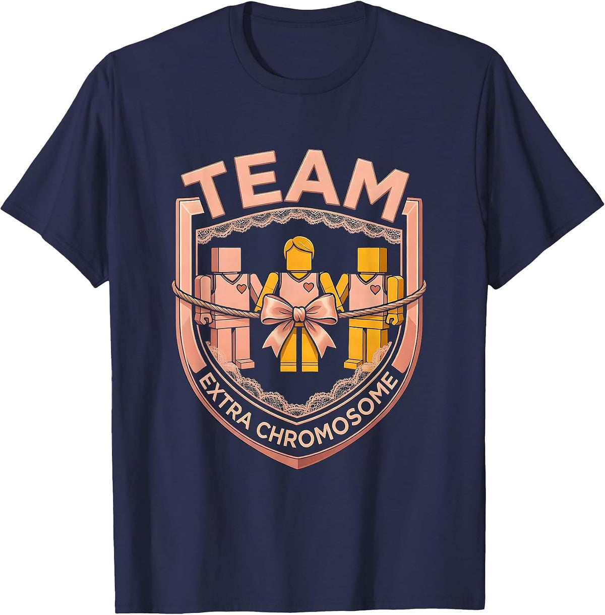 Men's Team Extra Chromosome Uplifting Down Syndrome Awareness T-Shirt - Navy Blue