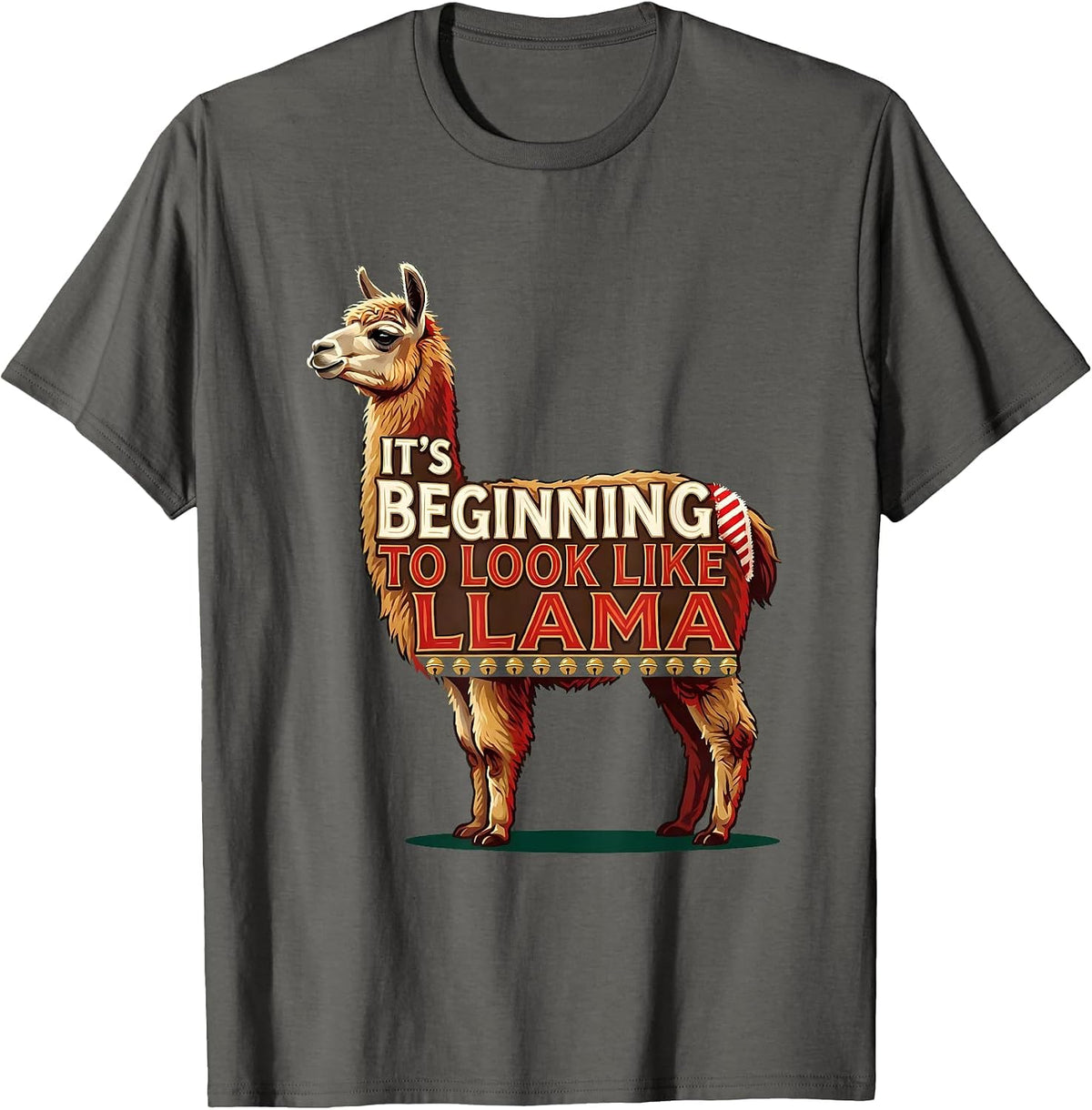 Men's It's Beginning to Look Like Llama Funny Llama Lover T-Shirt - Asphalt Grey