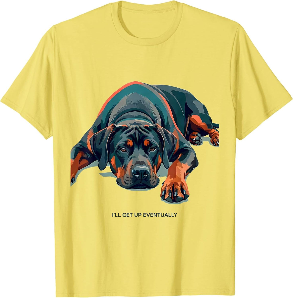 Men's I’ll Get Up Eventually Rhodesian Ridgeback Dog Lover Humor T-Shirt - Lemon Yellow