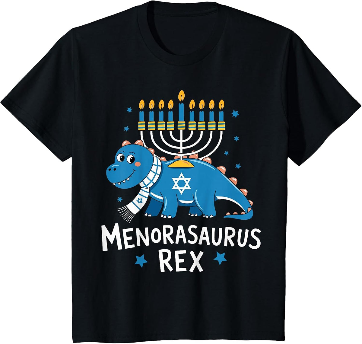 Hanukkah Dinosaur Lover Menorasaurus T Rex Dino Chanukah T-Shirt - Black