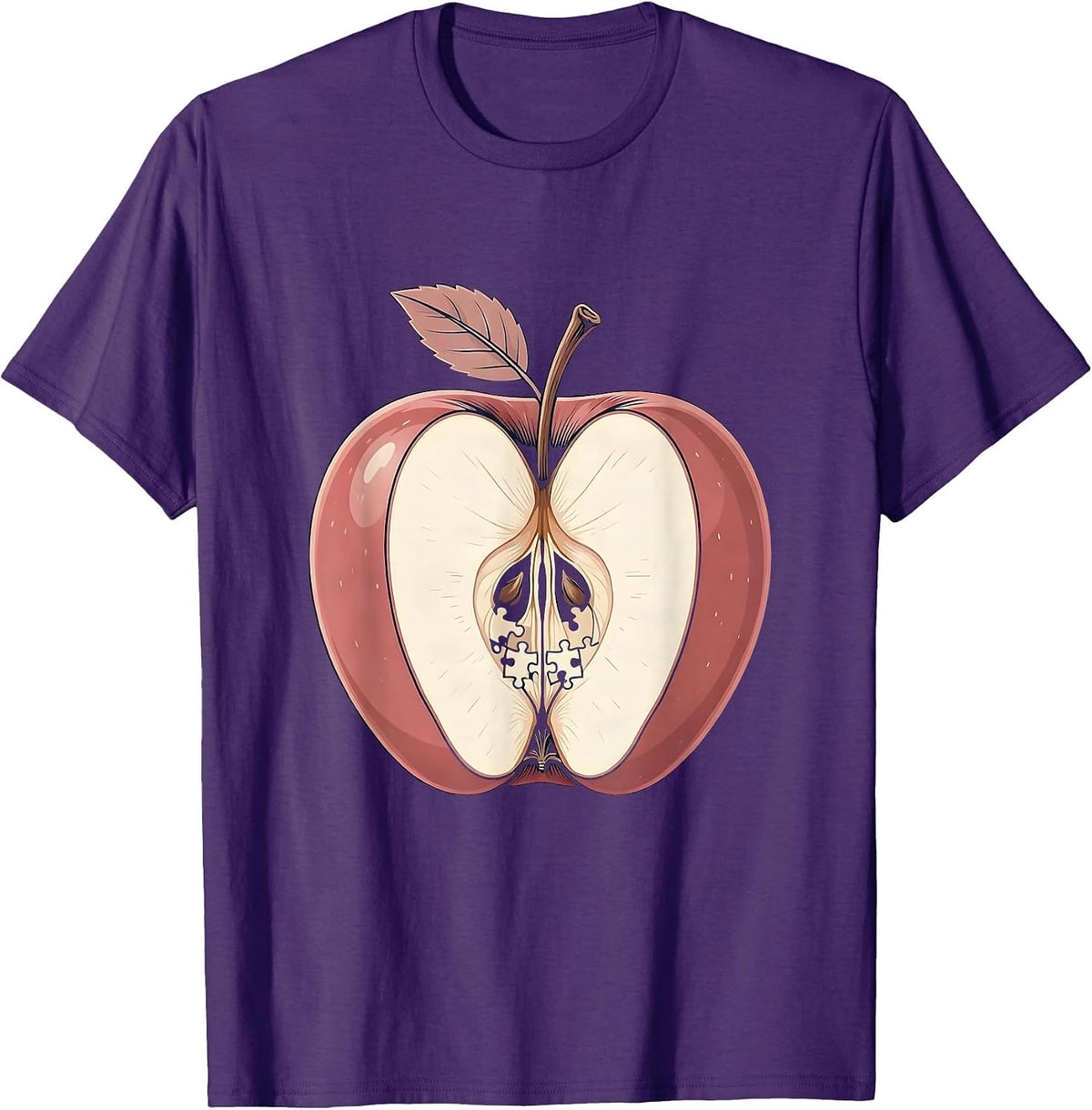 Men's Sped Teacher Apple Puzzle Pieces Illustration T-Shirt - Purple
