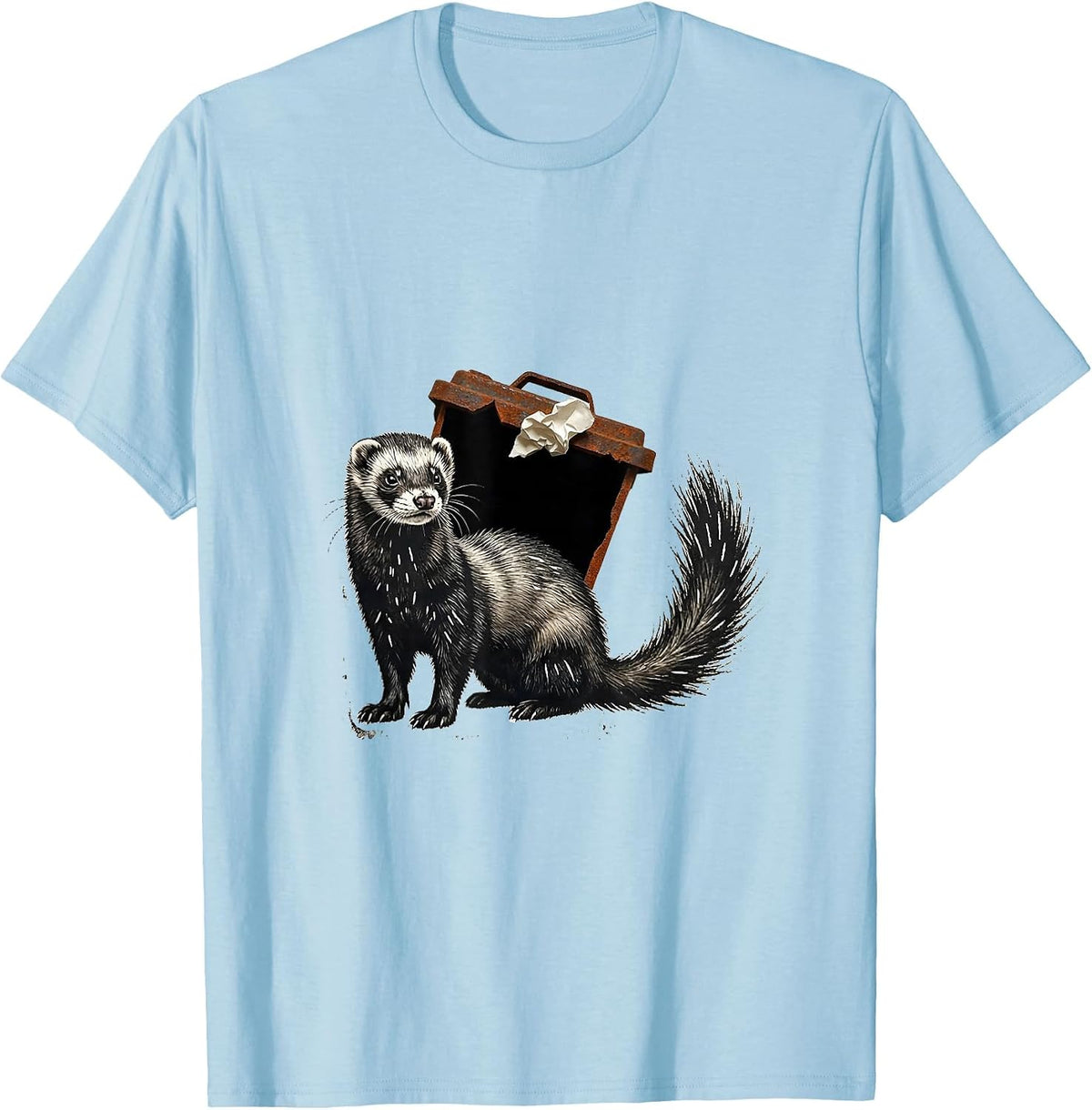 Men's Ferret In Recycling Bin Funny Ferret Lover Gift T-Shirt - Baby Blue