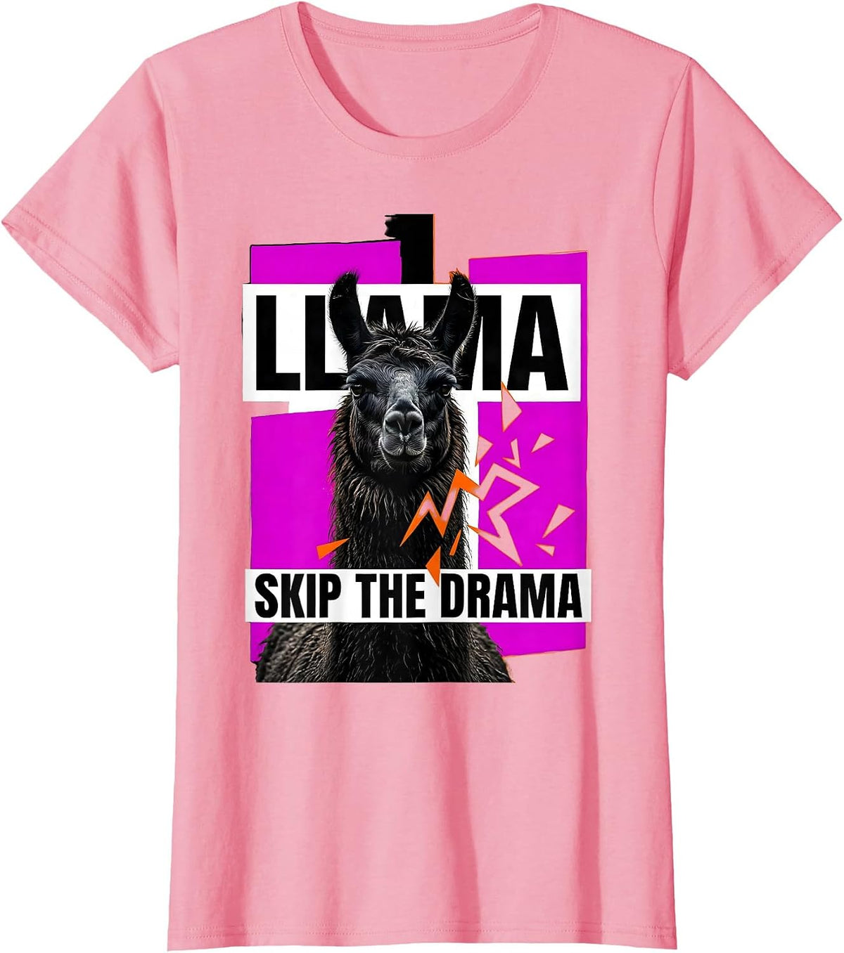 Women's Llama Skip The Drama Funny Llama Alpaca Lover Gift T-Shirt - Pink