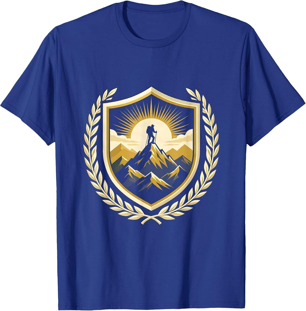 Trailblazer Lone Hiker Mountain Ridge Silhouette T-Shirt - Royal Blue
