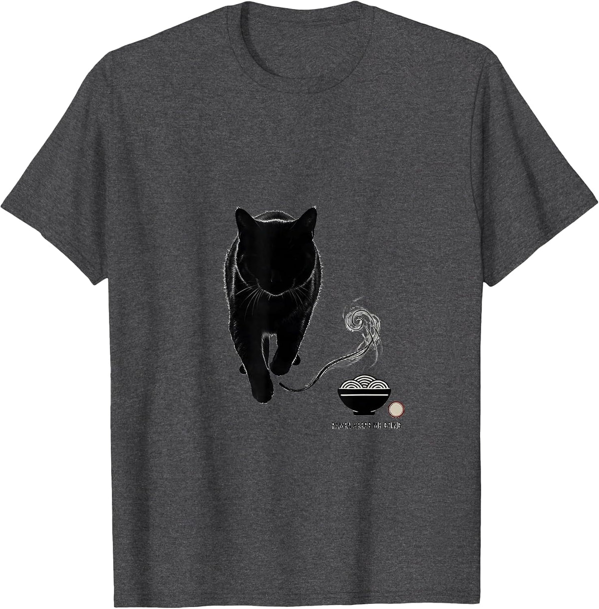 Ramen Keeps Me Going Minimalist Kawaii Cat Anime Gift T-Shirt - Dark Heather Grey