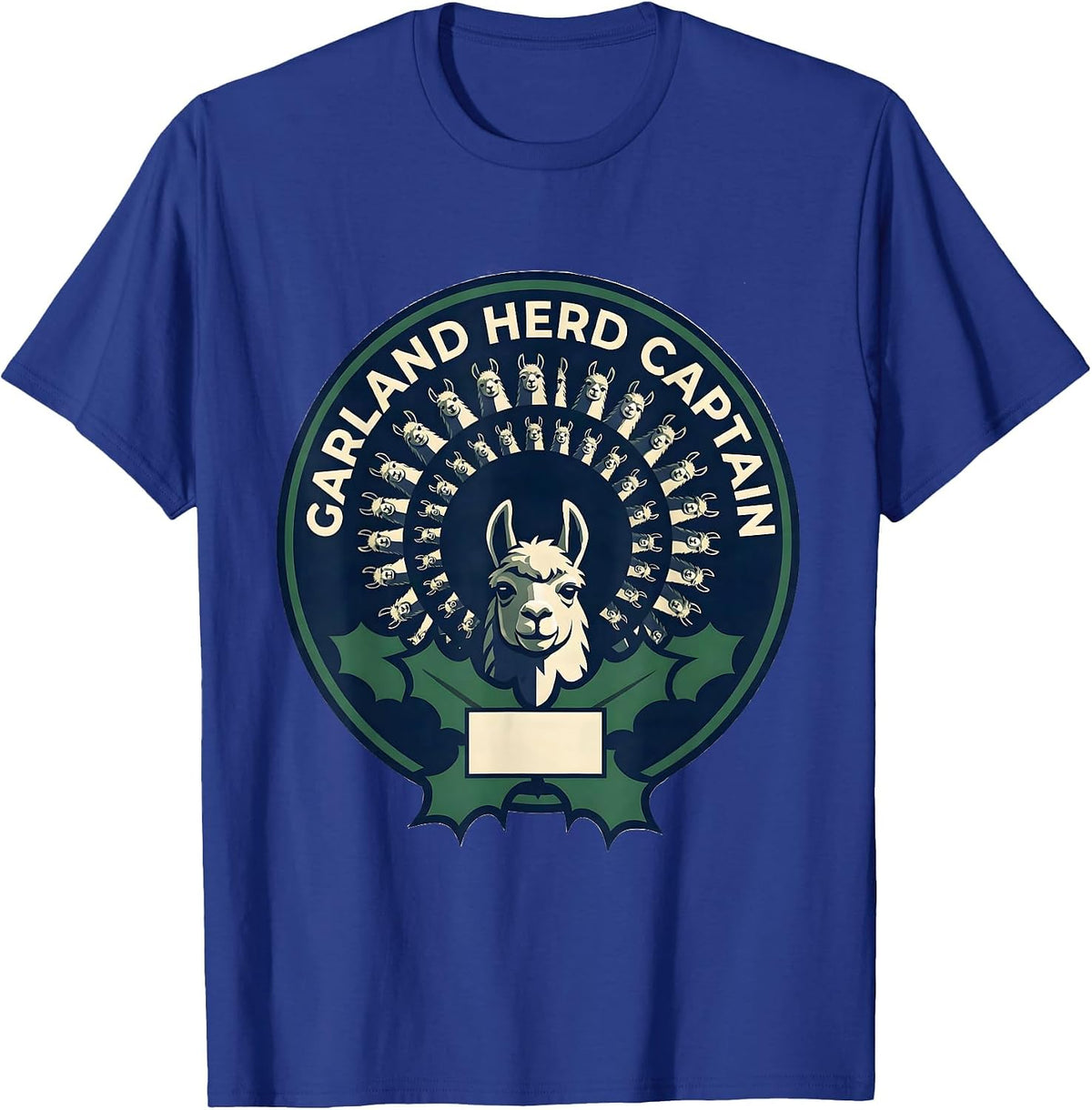 Garland Herd Captain Funny Llama Christmas Alpaca Lover Gift T-Shirt - Royal Blue