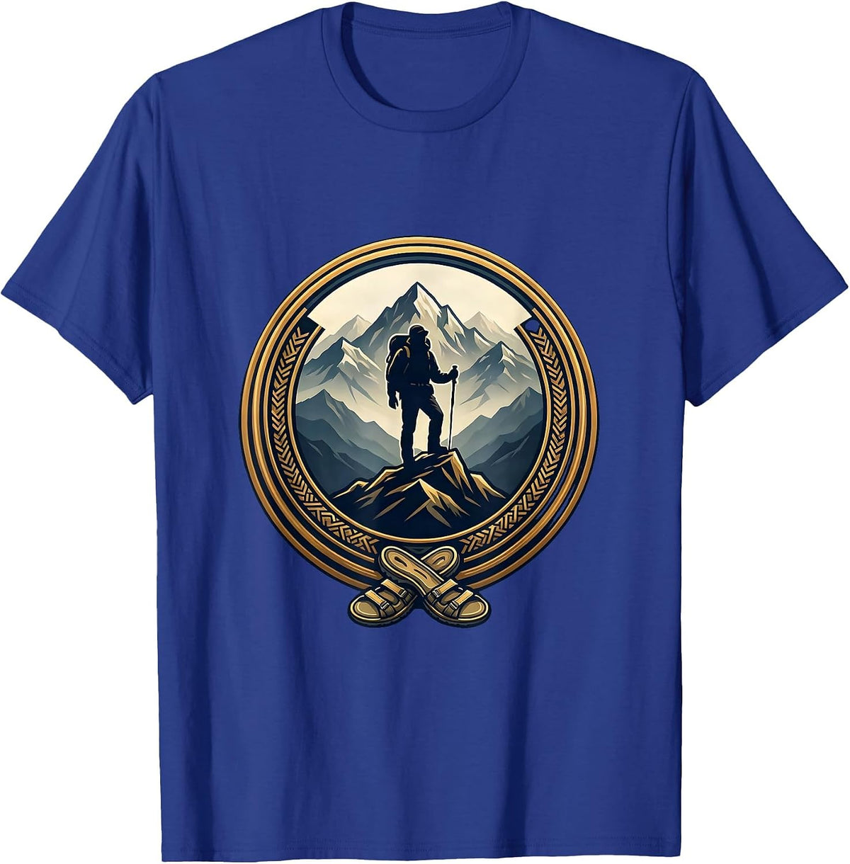 Men's Lone Hiker Silhouette Ridge at Dusk Graphic T-Shirt - Royal Blue