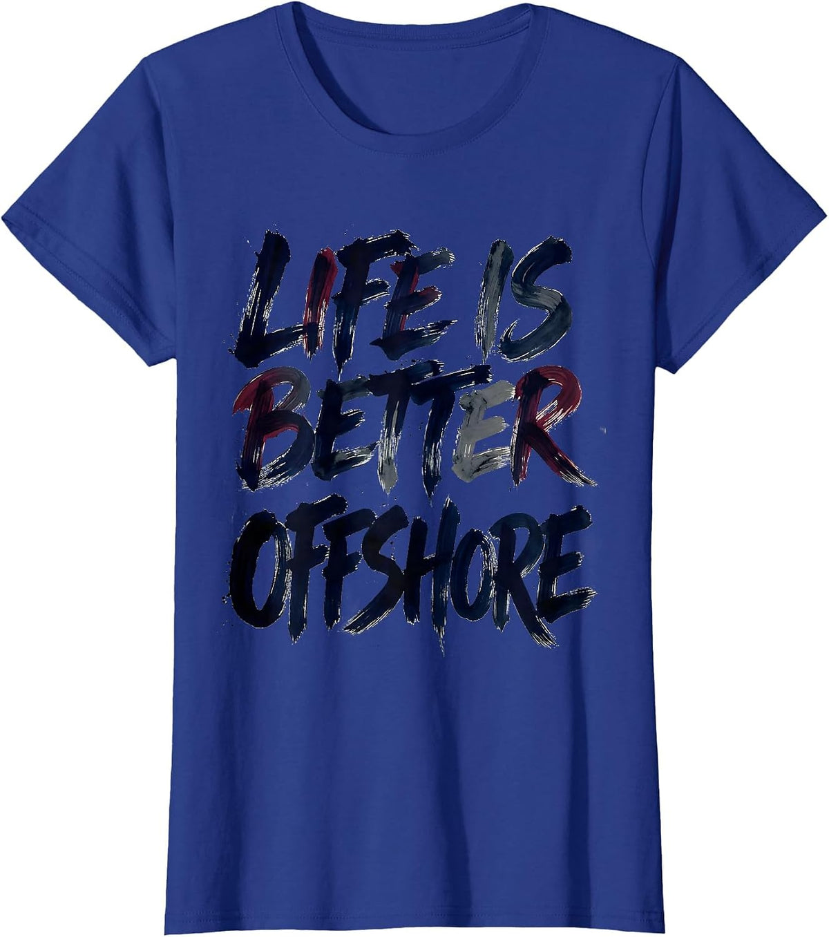 Women's Life Is Better Offshore Navy Nautical Design T-Shirt - Royal Blue