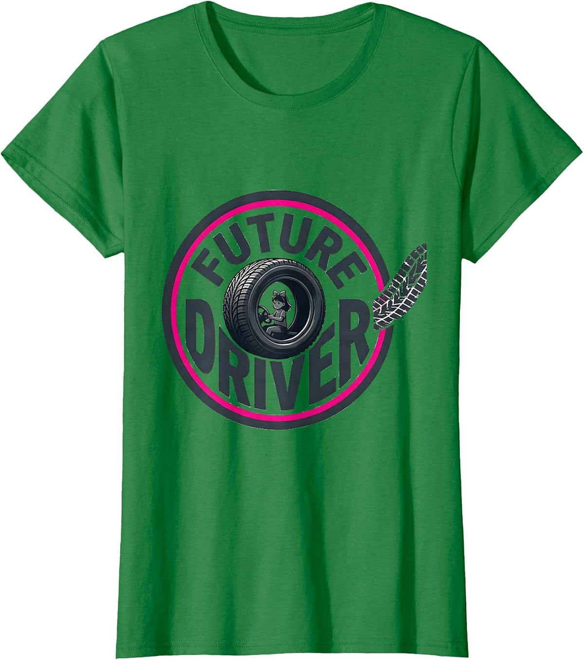 Future Driver Monster Truck Unicorn Girl Mom Family Matching T-Shirt - Kelly Green
