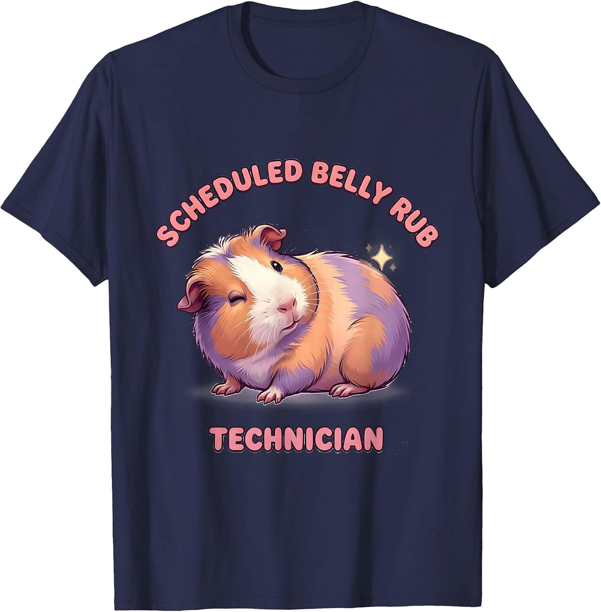 Scheduled Belly Rub Technician Cute Kawaii Guinea Pig Owner T-Shirt - Navy Blue