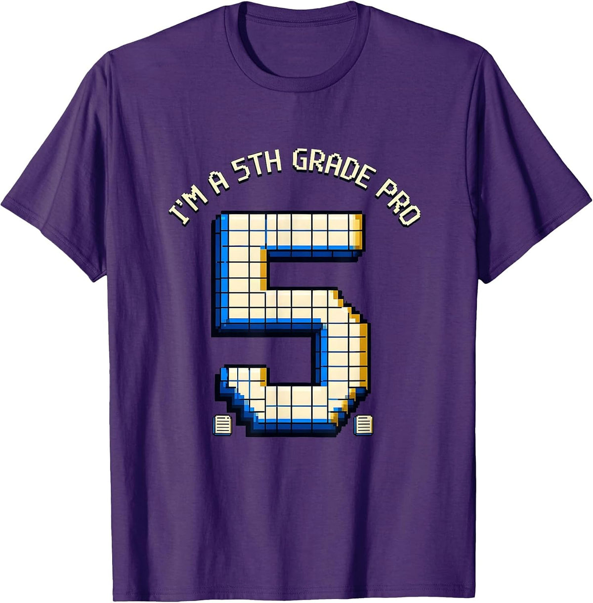 Men's I'm A 5th Grade Pro Pixel Art Back To School Kids Humor T-Shirt - Purple
