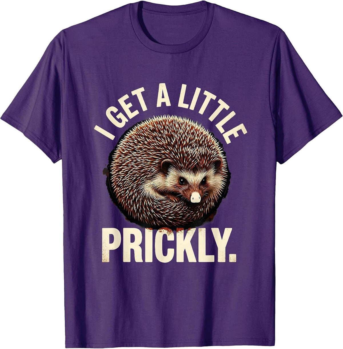 Men's I Get A Little Prickly Cute Hedgehog Lover Rubber Stamp T-Shirt - Purple