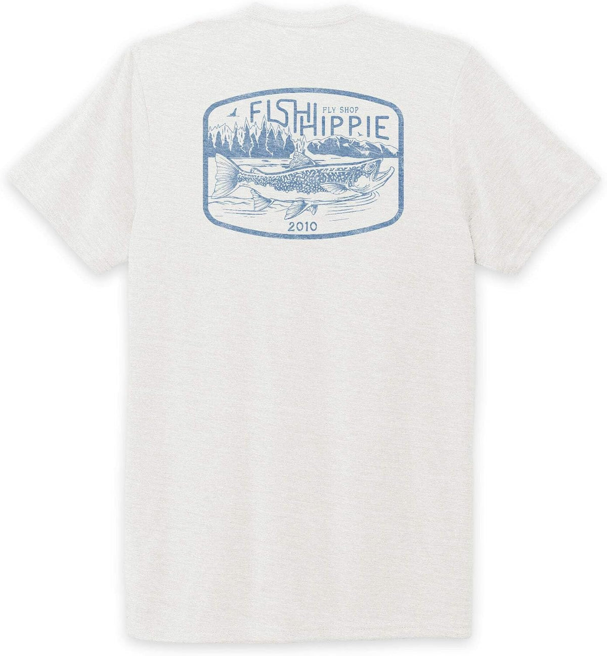 Fish Hippie Fly Shop Flatwater Tee I Super Soft Comfort Modal Blend Graphic T-Shirt - Coconut