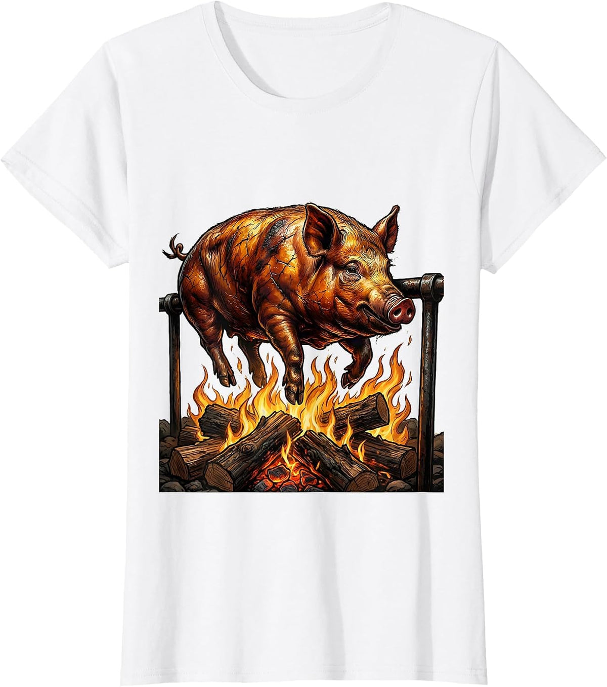 Oktoberfest Roasted Pig on Spit Illustration T-Shirt - White