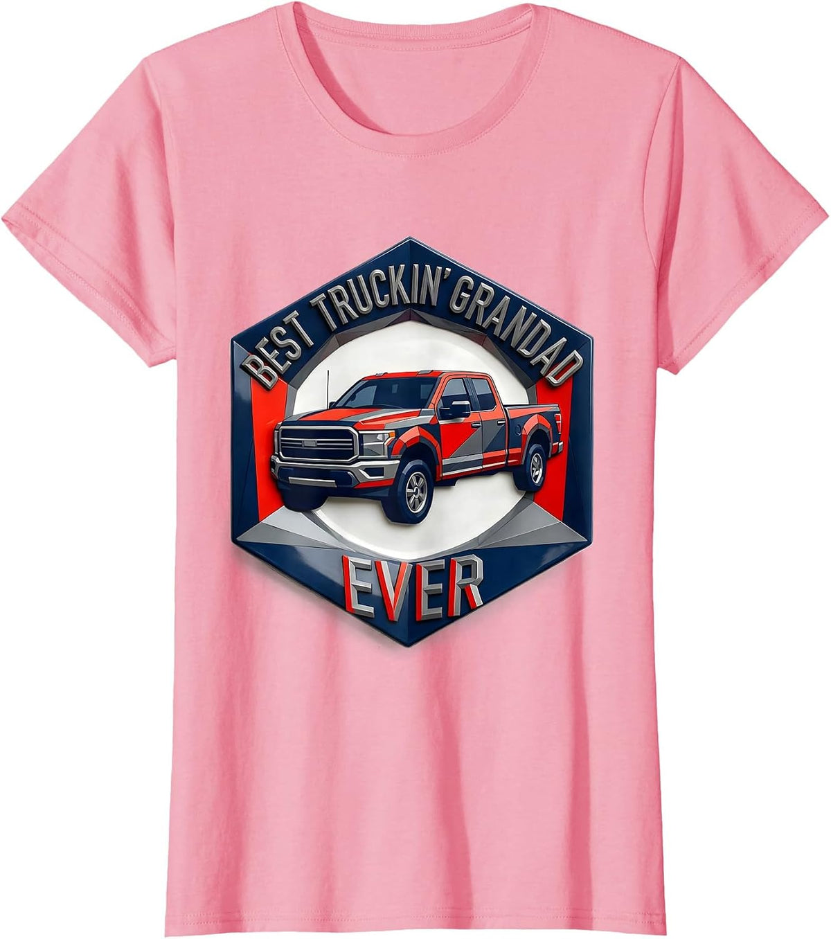 Women's Best Truckin' Grandad Ever Funny Trucker Gift Truck Driver T-Shirt - Pink