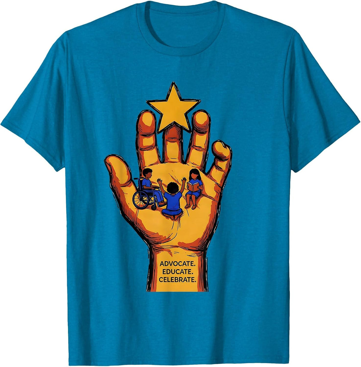 Advocate Educate Celebrate Special Education Teacher T-Shirt - Sapphire Blue