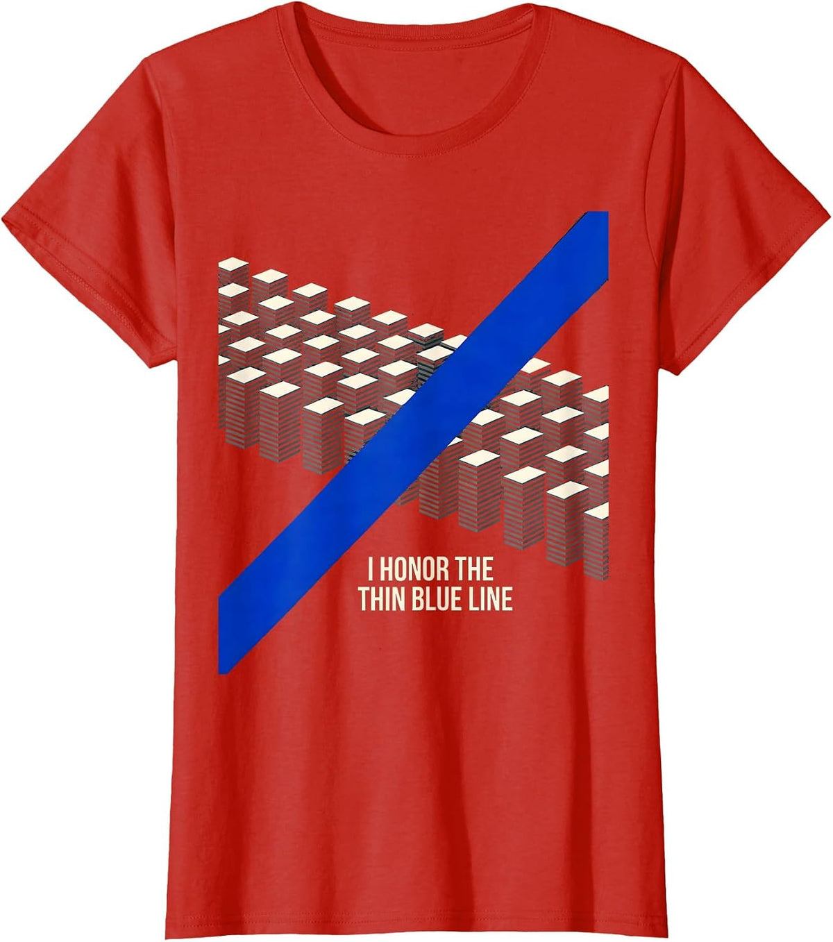 Women's I Honor The Thin Blue Line Vintage Police Support Officer T-Shirt - Red
