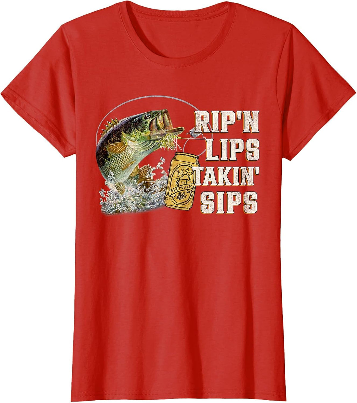 Rip'n Lips Talking Sips Funny Fishing T-Shirt - Red