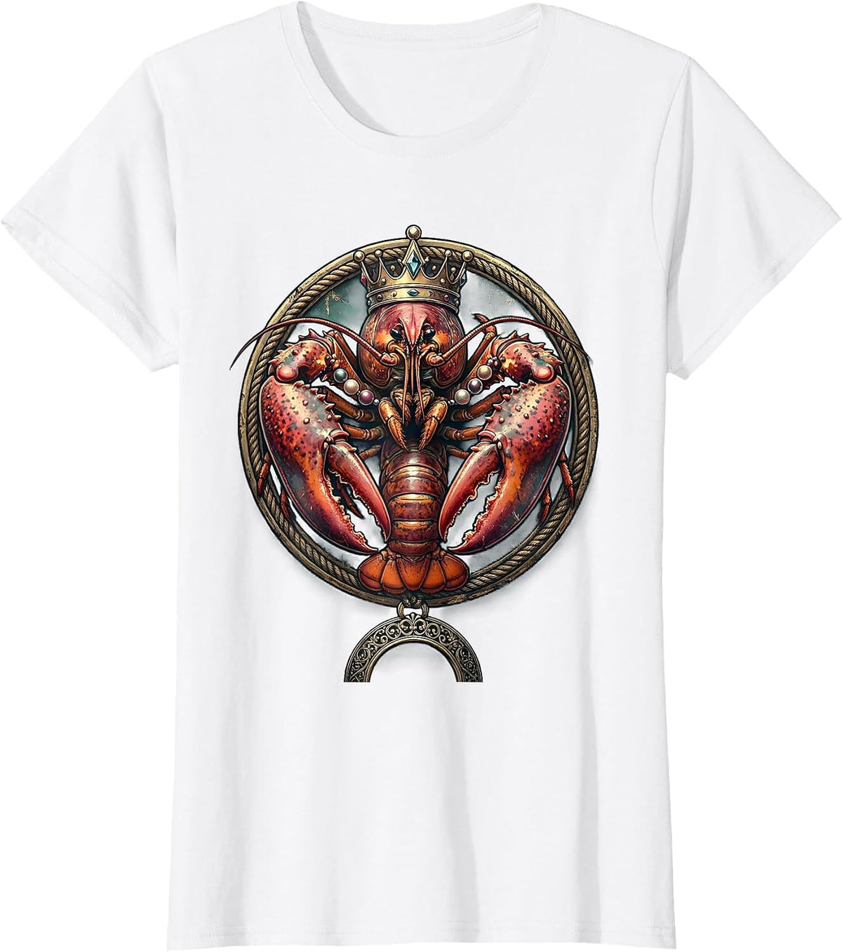 Mardi Gras Crawfish Carnival Crown and Beads T-Shirt - White