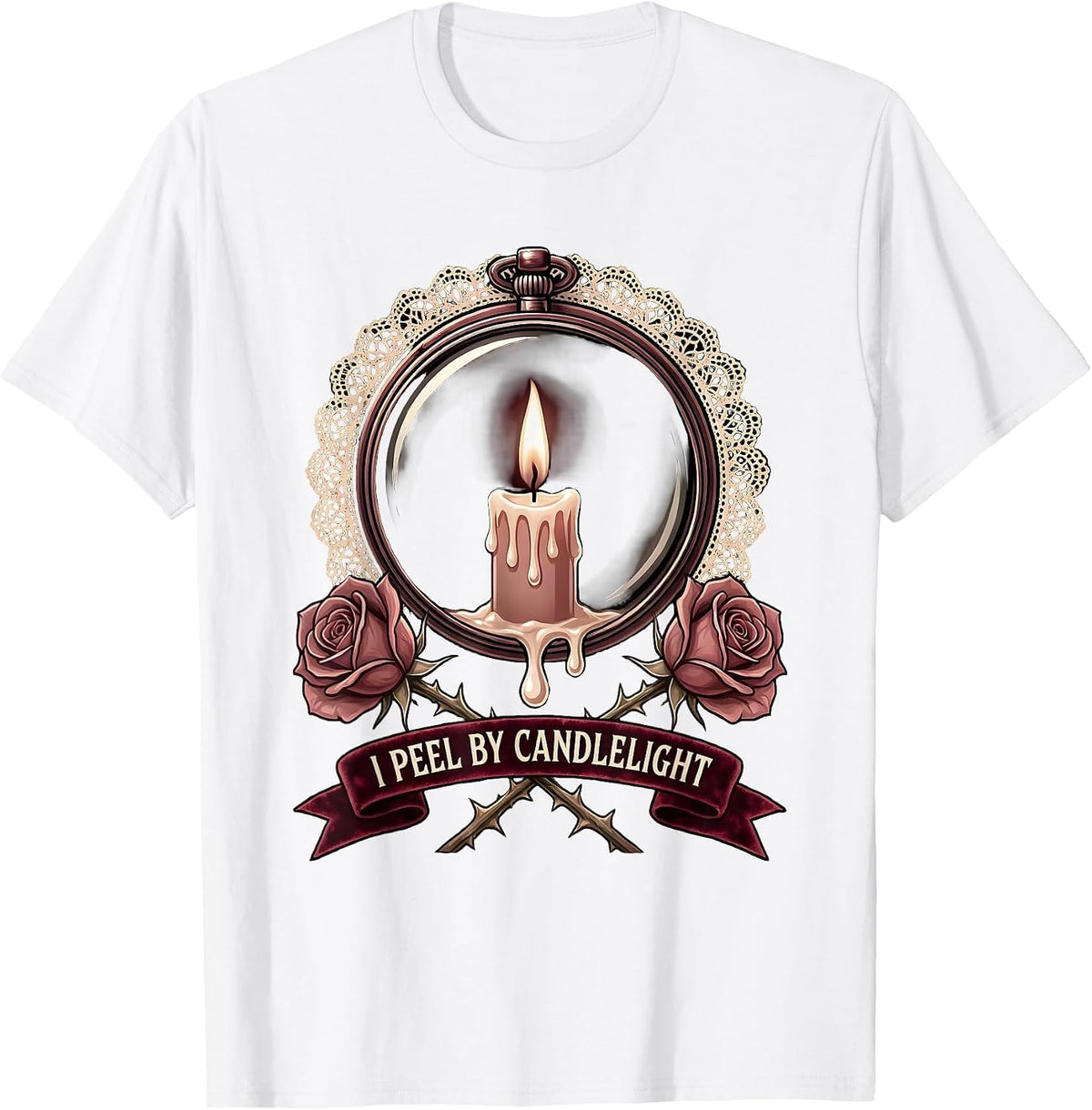Men's I Peel By Candlelight Vamp Romantic Dermatology Halloween T-Shirt - White
