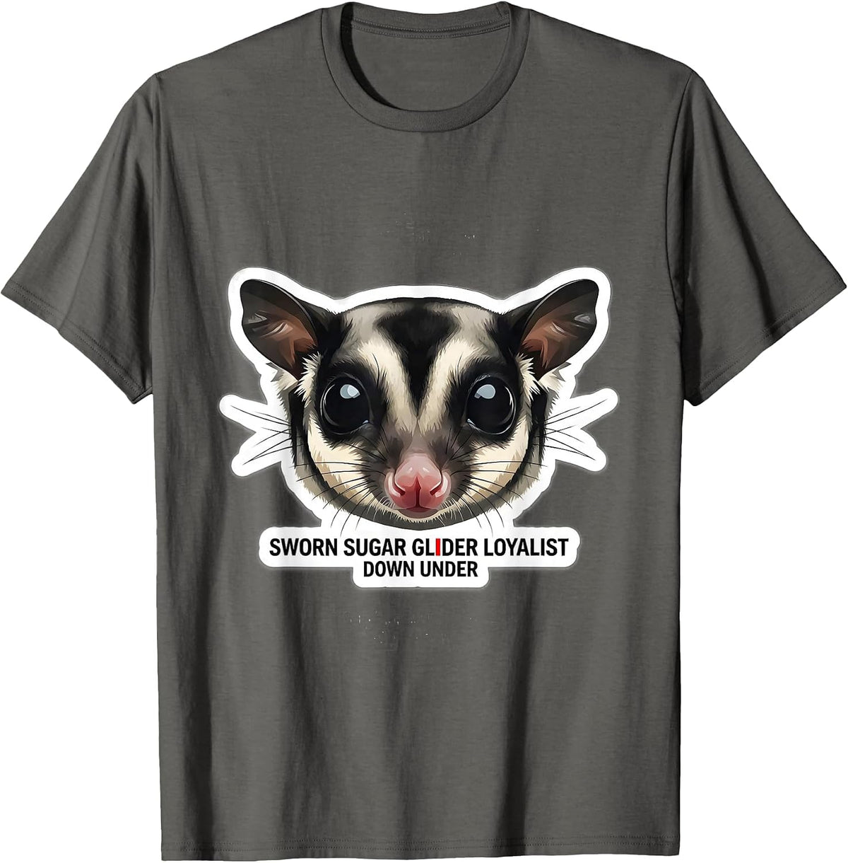 Sworn Sugar Glider Loyalist, Down Under Wildlife T-Shirt - Asphalt Grey