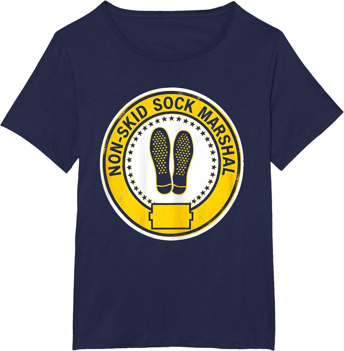 Women's Non-Skid Sock Marshal Funny Nurse Physical Therapy Fall T-Shirt - Navy Blue