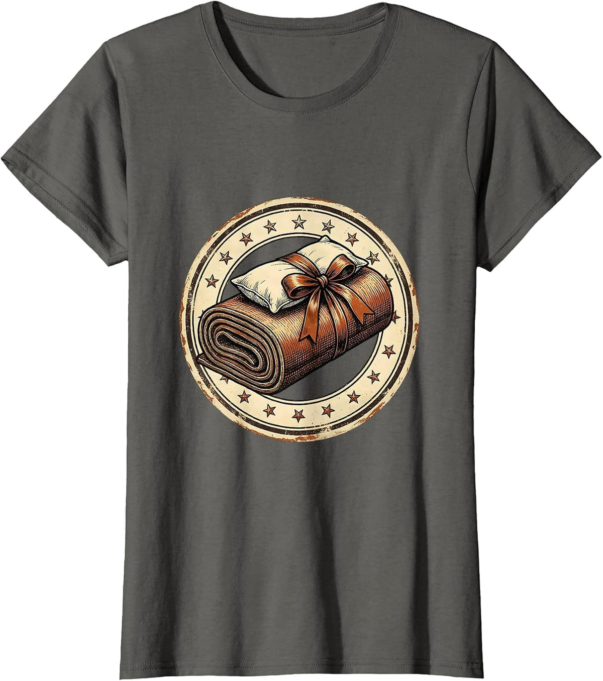 Women's Preschool Teacher Nap Mat Rolled Up Graphic T-Shirt - Asphalt Grey