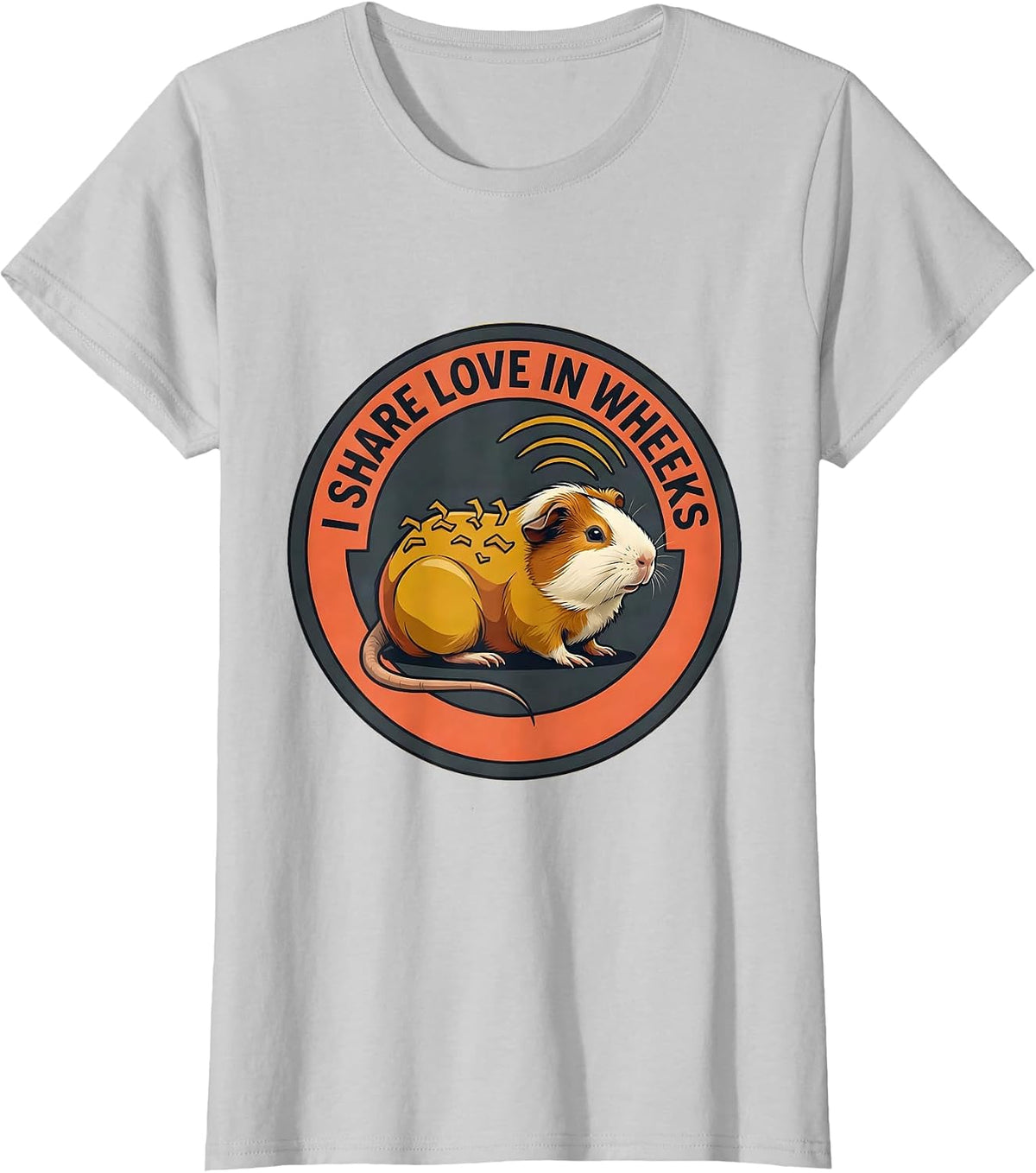 I Share Love In Wheeks Cute Guinea Pig Lover Humor T-Shirt - Silver Grey