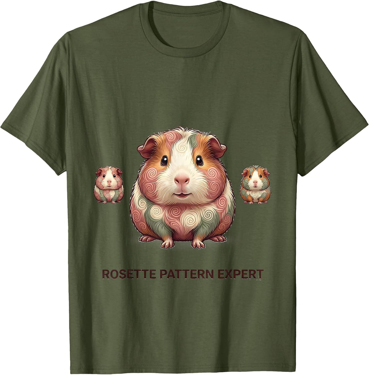 Rosette Pattern Expert Cute Kawaii Guinea Pig Lover Gift T-Shirt - Olive Green