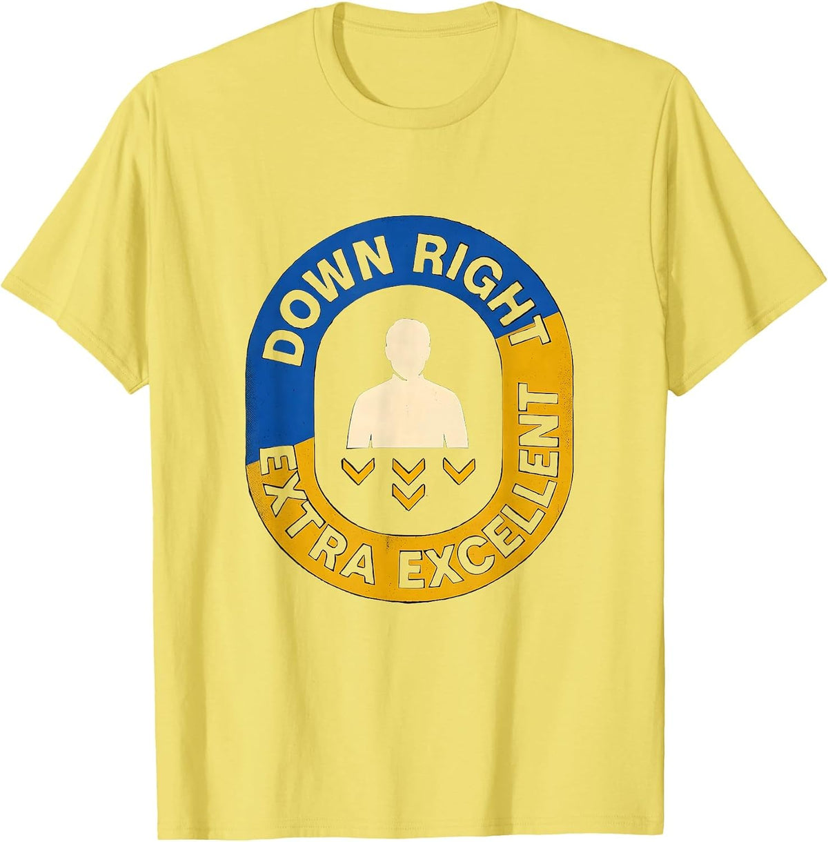 Men's Down Right Extra Excellent Heartfelt Down Syndrome Awareness T-Shirt - Lemon Yellow