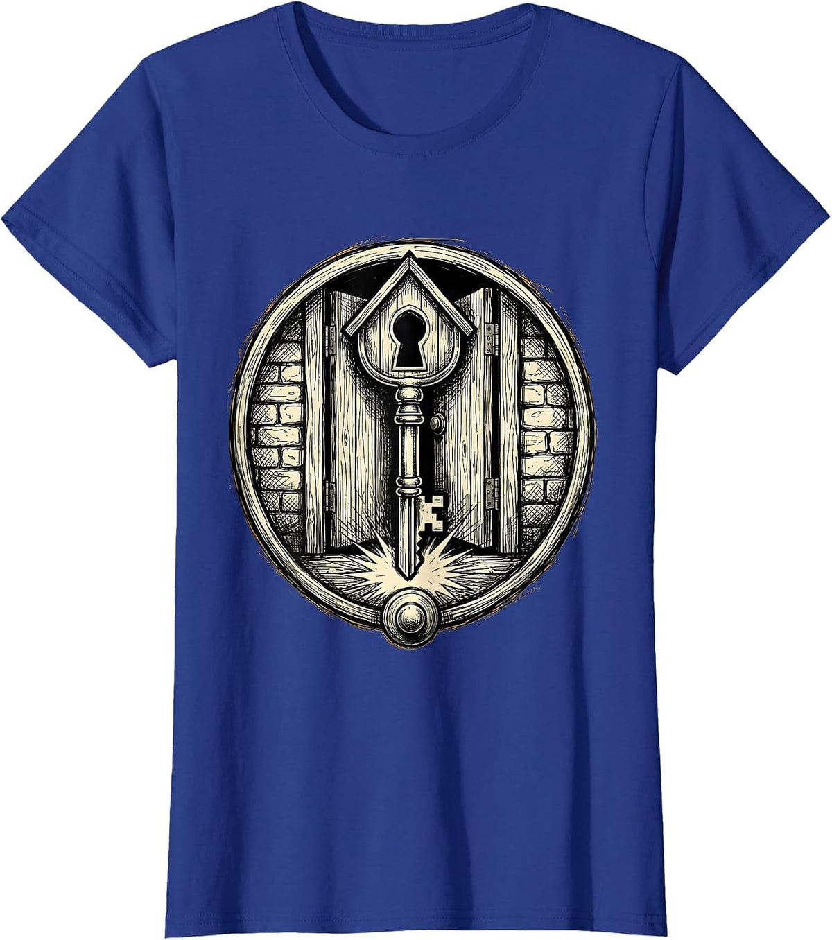 Women's Sped Teacher Giant Key Unlocking School Door T-Shirt - Royal Blue