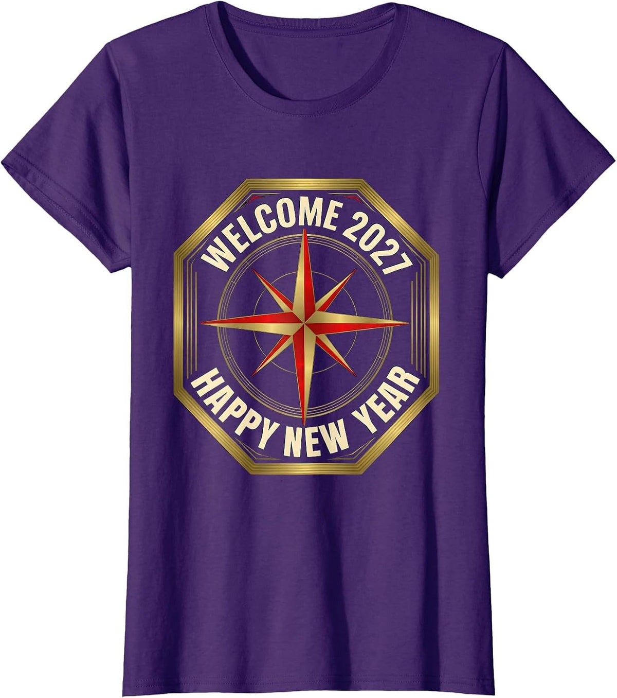 Women's Welcome 2027 Happy New Year Party Host Family Matching T-Shirt - Purple