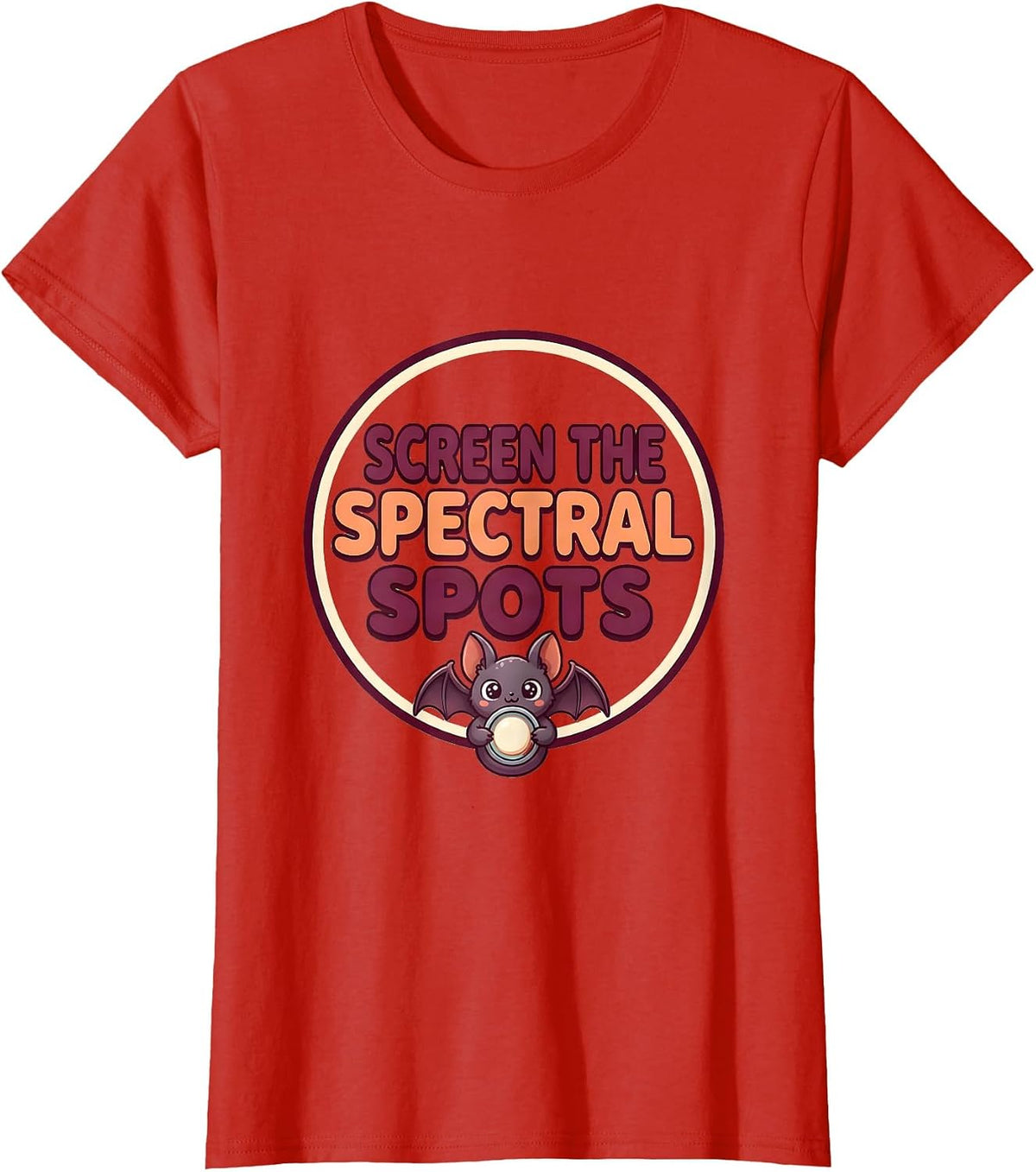 Women's Screen The Spectral Spots Cute Kawaii Halloween Dermatology T-Shirt - Red