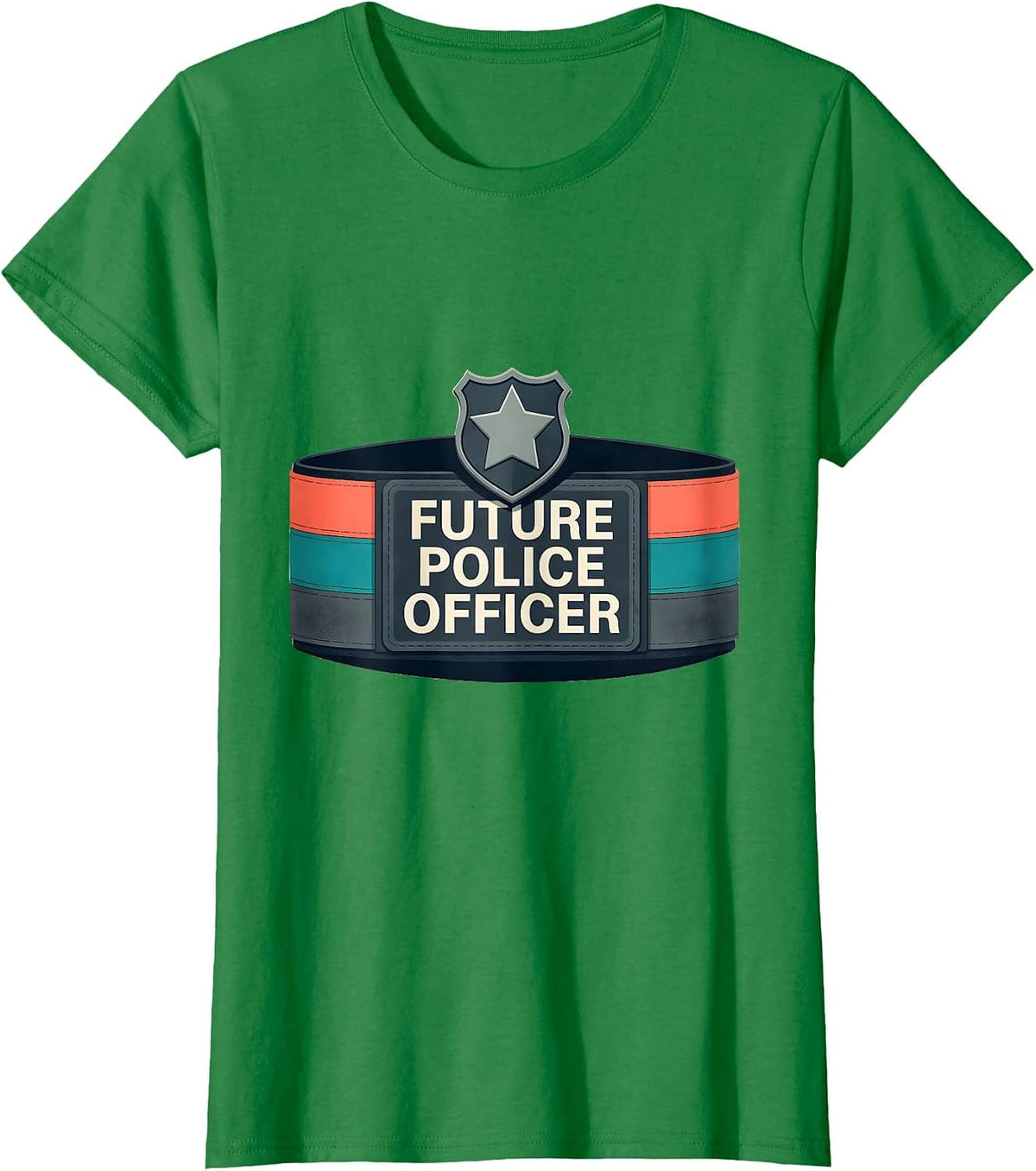 Future Police Officer Midcentury Modern Kids Costume Play T-Shirt - Kelly Green