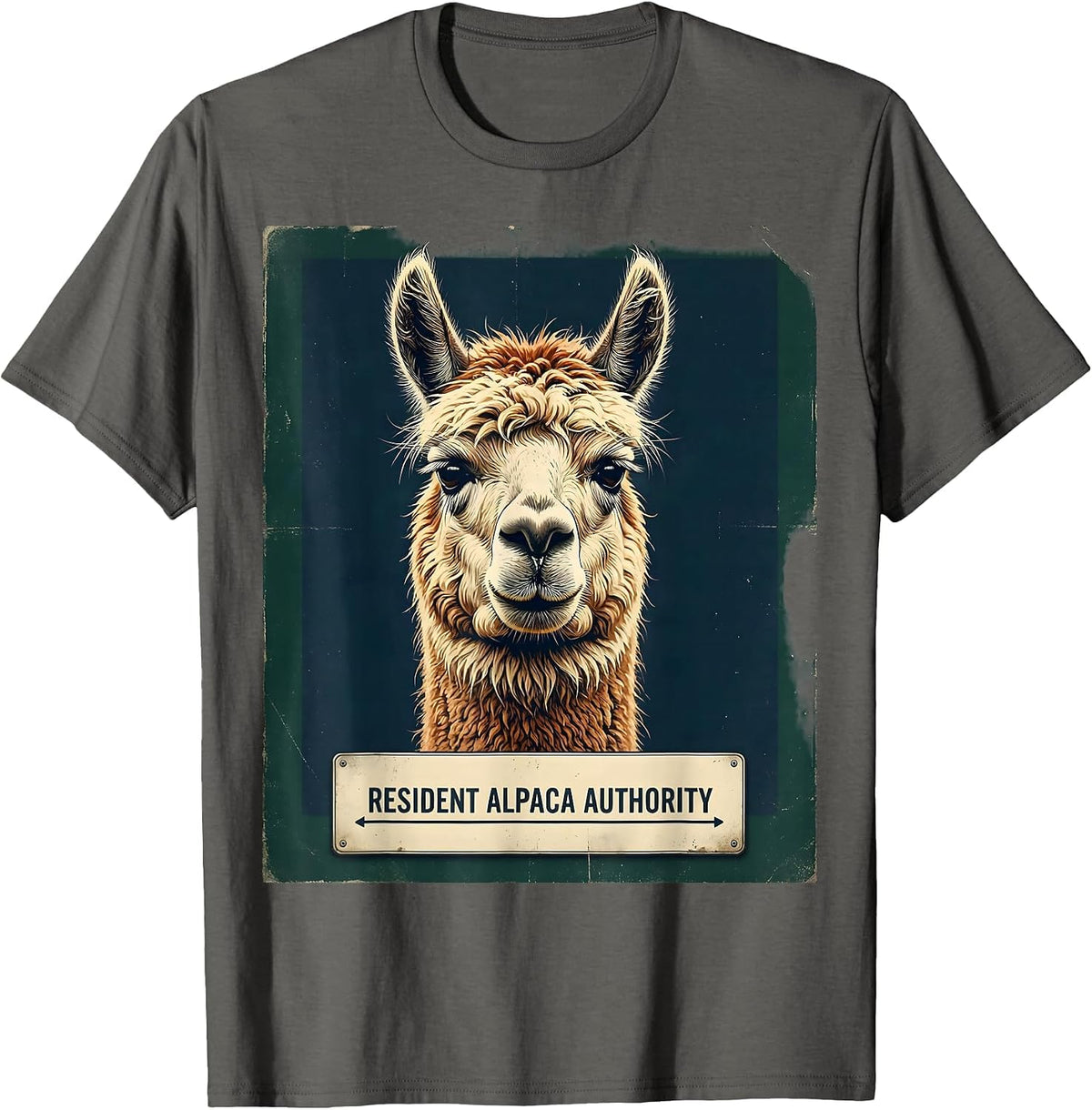 Men's Resident Alpaca Authority Vintage Funny Alpaca Lover Gift T-Shirt - Asphalt Grey