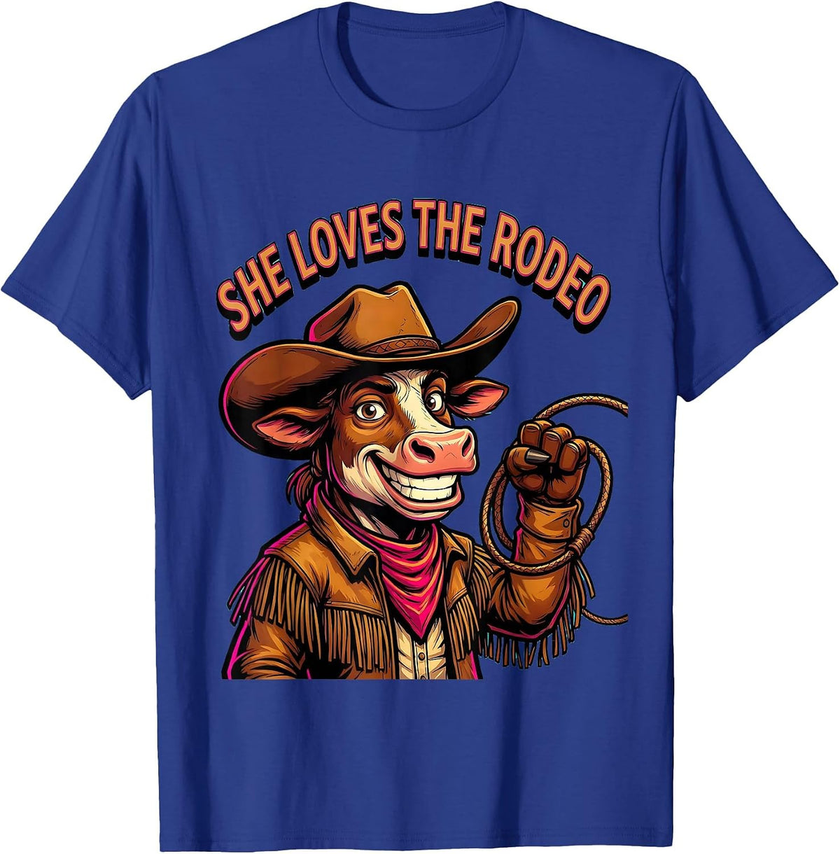 She Loves The Rodeo Cowgirl Graphic Design T-Shirt - Royal Blue