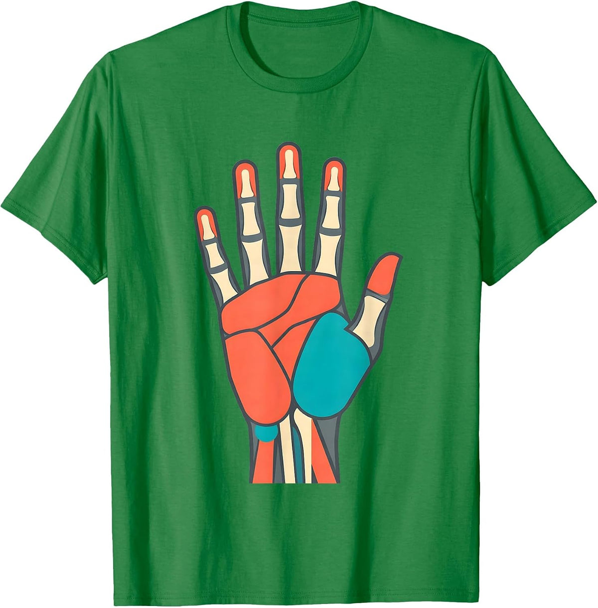 Men's Occupational Therapy Anatomical Hand Illustration T-Shirt - Kelly Green