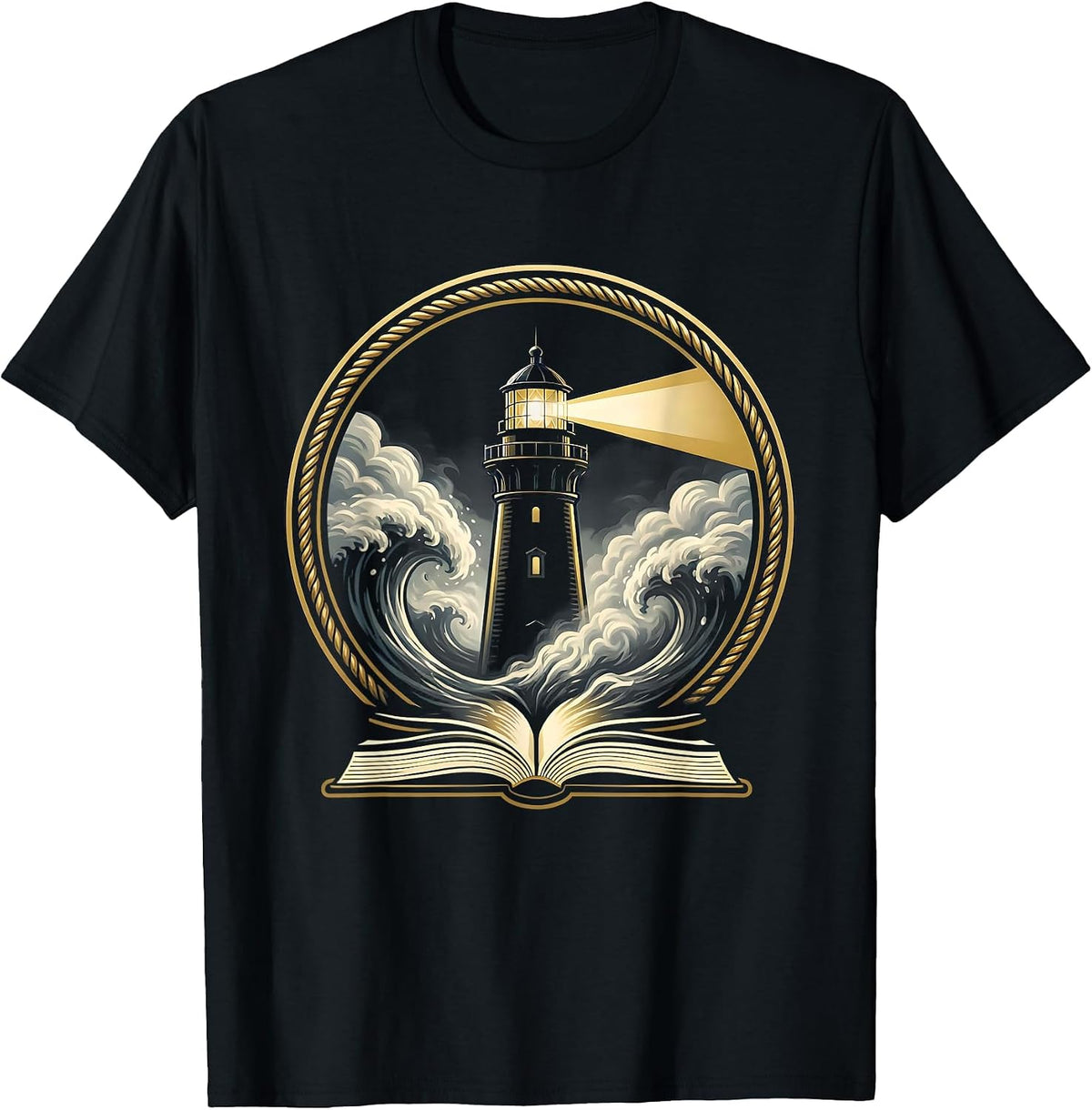 Men's Dyslexia Awareness Lighthouse Through Stormy Fog T-Shirt - Black