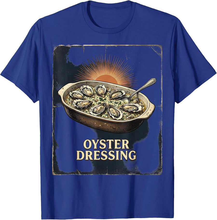 Oyster Dressing Vintage Thanksgiving Bootleg 90's Rap Rock T-Shirt - Royal Blue