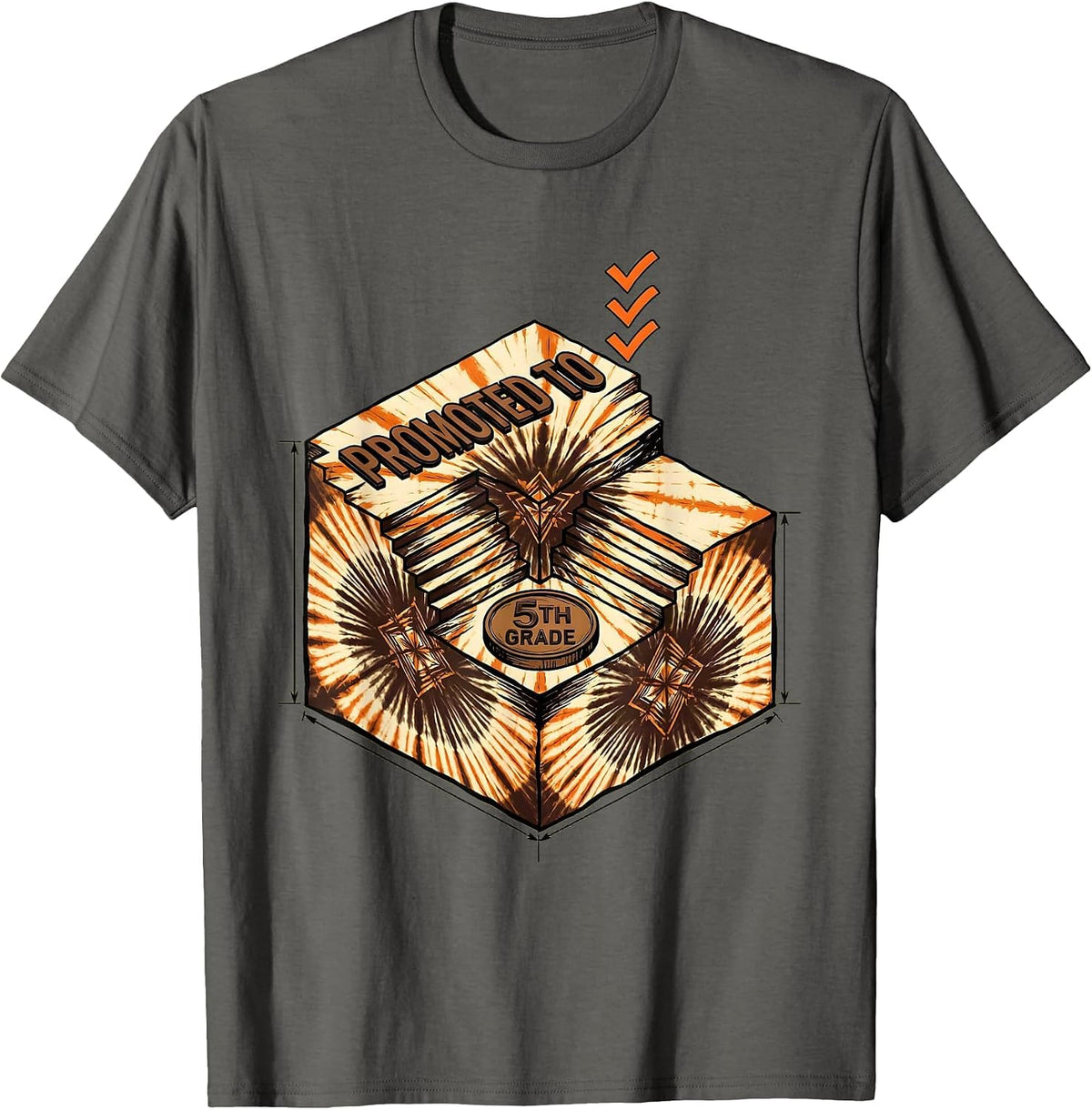 PROMOTED TO 5TH GRADE Camo Back To School Boys Grade Level T-Shirt - Asphalt Grey
