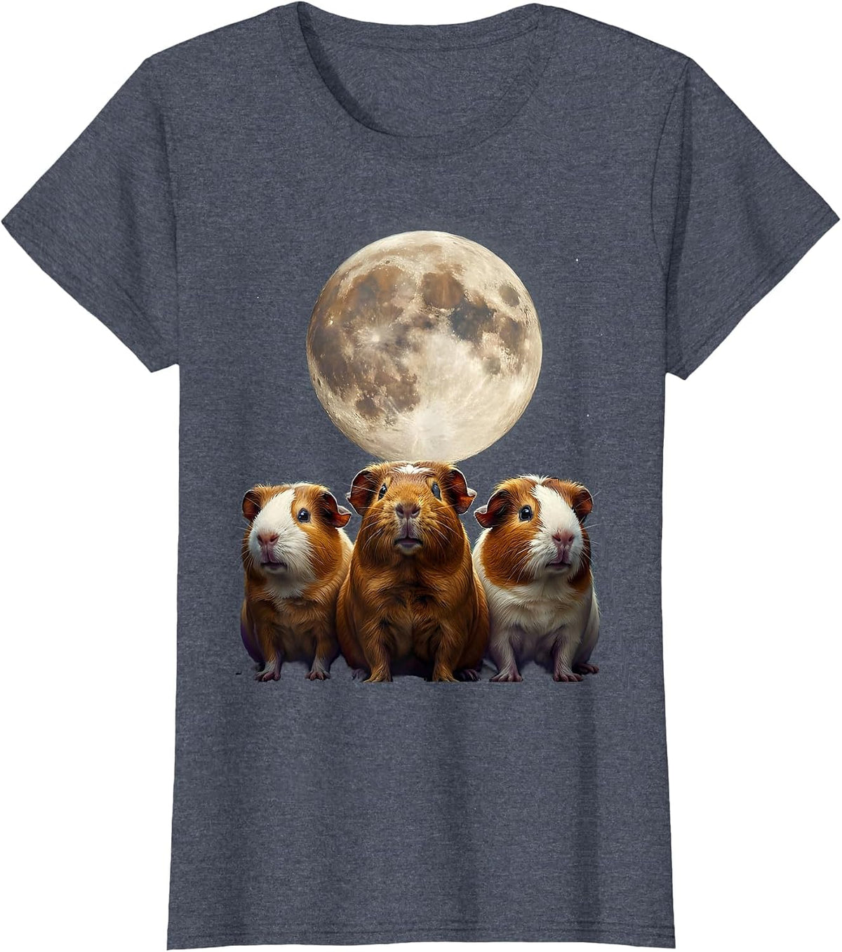 Women's Three Hairless Guinea Pigs Surreal Pet Lover Humor T-Shirt - Heather Blue