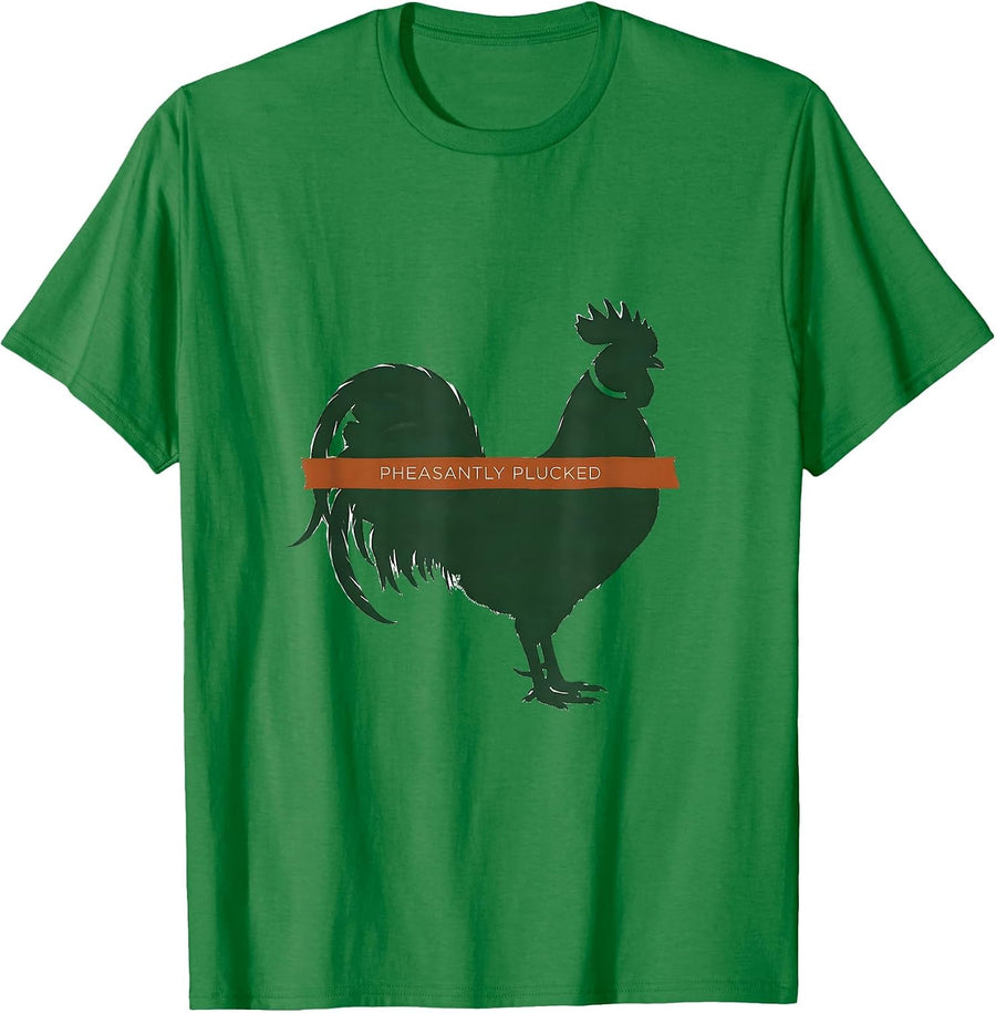 Men's Pheasantly Plucked Minimalist Upland Bird Hunter Gift T-Shirt - Kelly Green