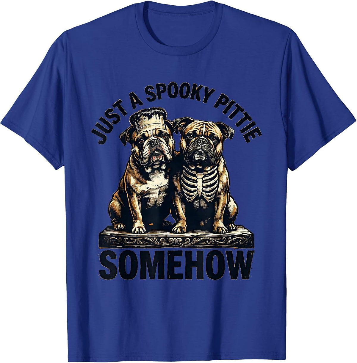 Just A Spooky Pittie Somehow Funny Halloween Pitbull Dog T-Shirt - Royal Blue