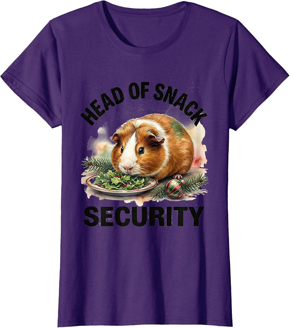 Women's Head of Snack Security Funny Guinea Pig Christmas Pet Lover T-Shirt - Purple