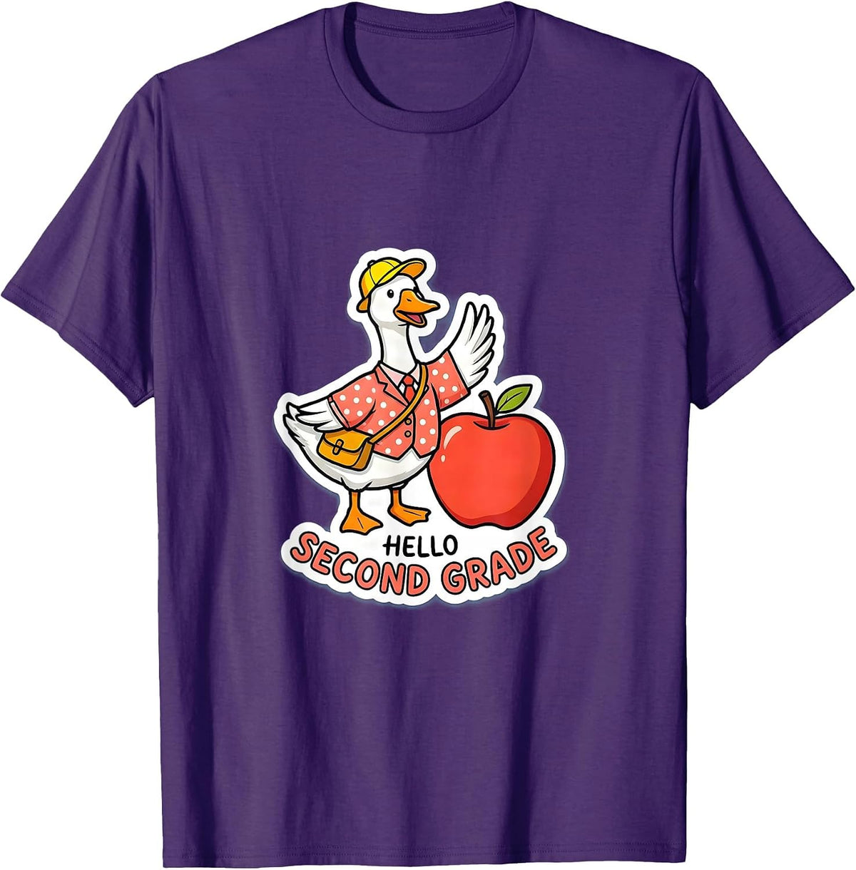 Hello Second Grade Silly Goose 2nd Grade Student Girls Kids T-Shirt - Purple