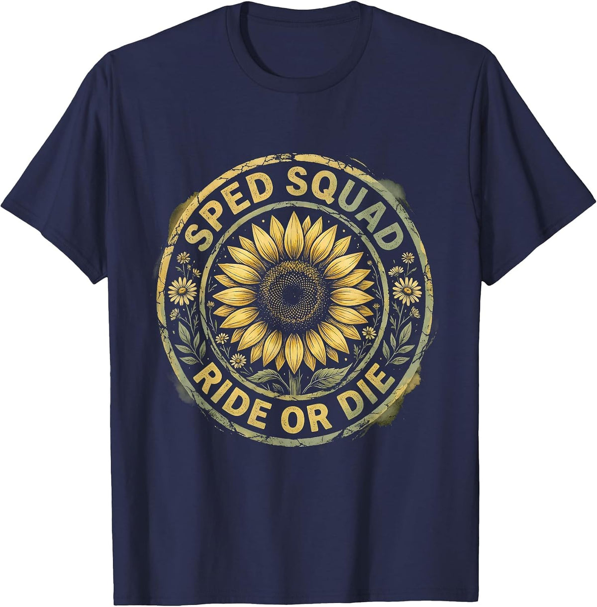 Men's Sped Squad Ride Or Die Special Ed Teacher T-Shirt - Navy Blue