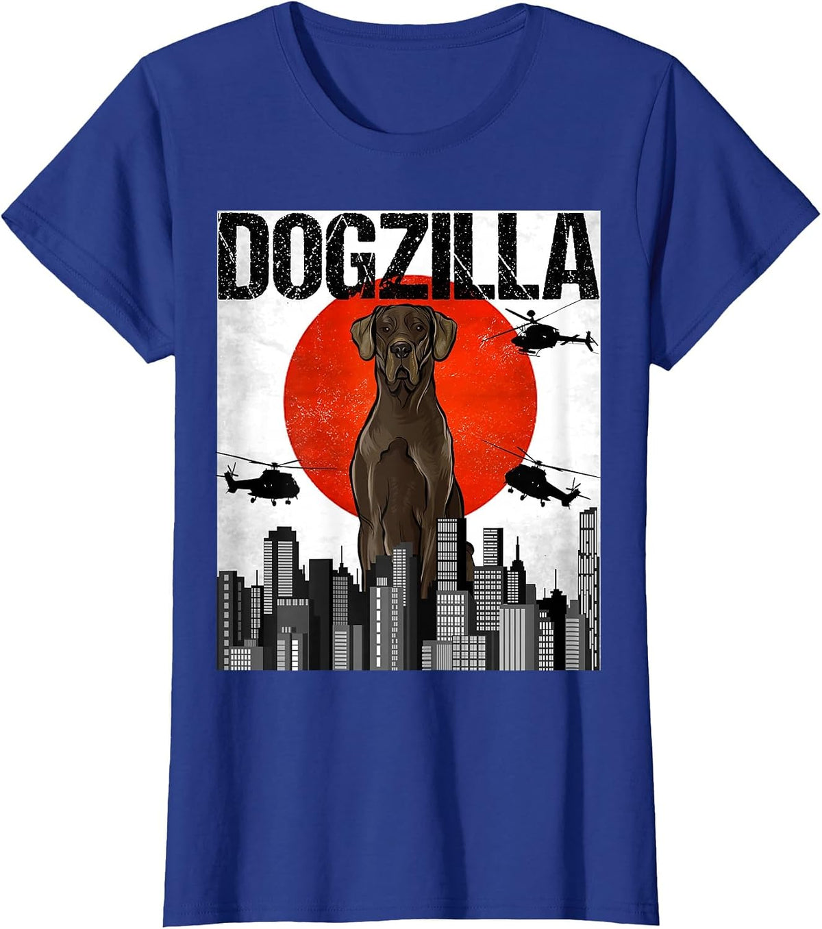 Funny Vintage Japanese Dogzilla Black Great Dane T-Shirt - Royal Blue